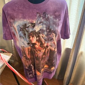 The Mountain Purple Wolf Art Short Sleeve Tee